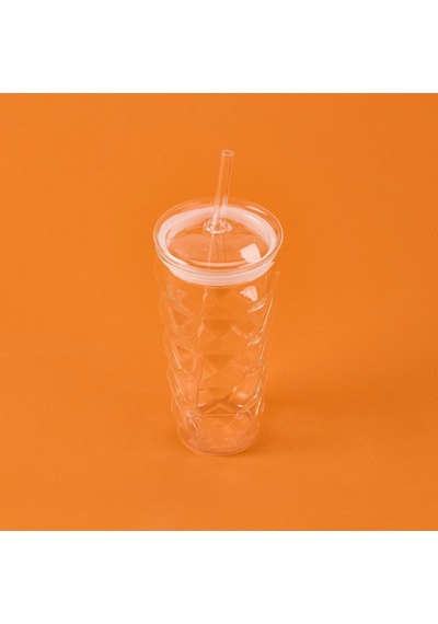 Mienn Pipetli Cam Bardak - Şeffaf - 480 Ml Renkli