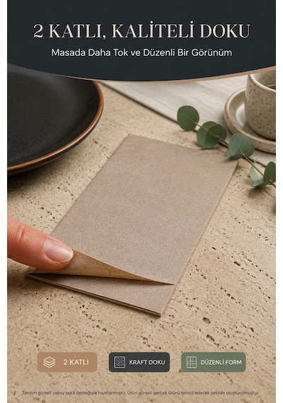 33x33 Cm Kraft Garson Katlama Peçete 100 Adet 2 Katlı Kadınlar Günü Davet Parti Sofra Kağıt Peçetesi