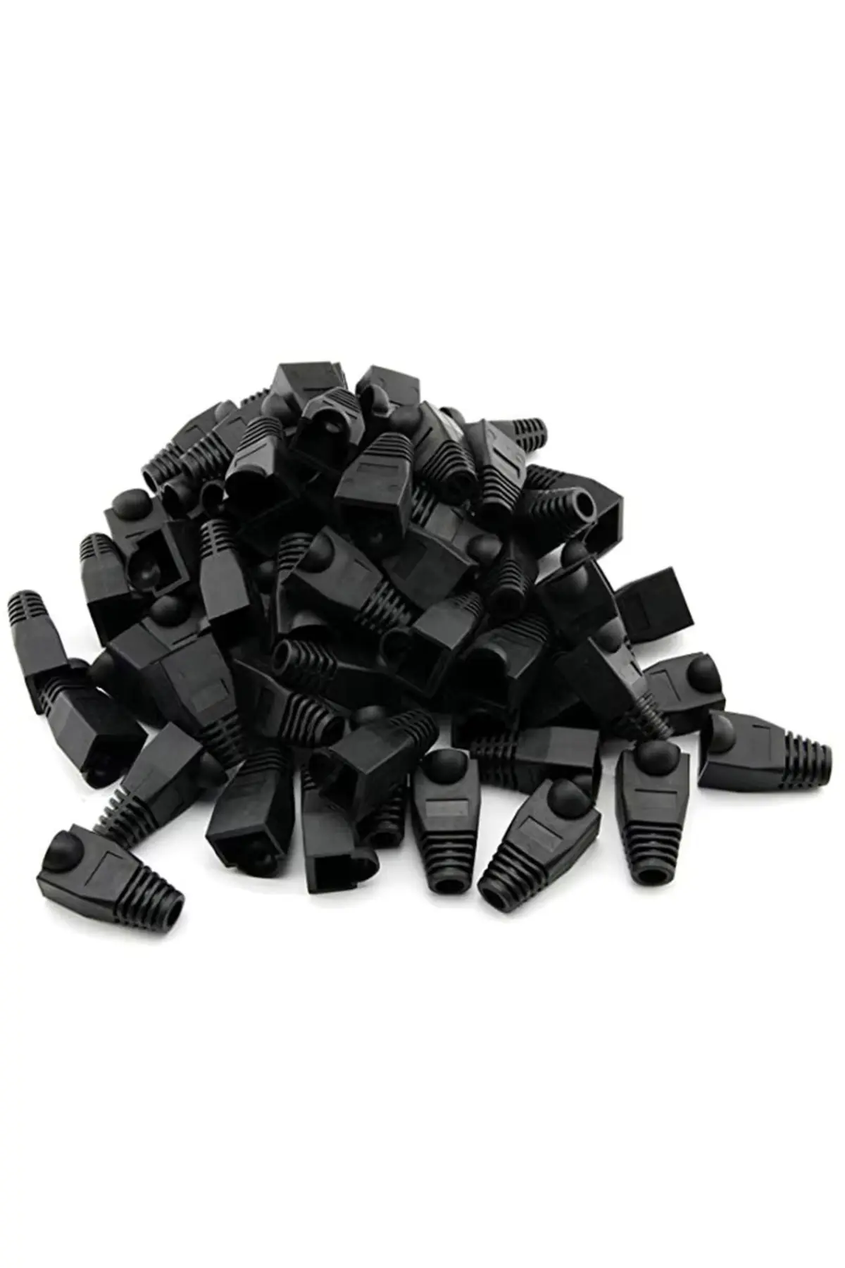 100'lü Paket Rj45 Cat6 Cat5e Ethernet Ağ Kablosu Boot Koruma Cover Kılıfı Kablo Konektörü Siyah