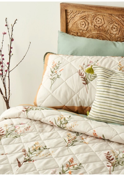 Bella Maison Flores Kapitoneli Çok Amaçlı Çift Kişilik Yatak Örtüsü Seti 240x220 Cm Çok Renkli