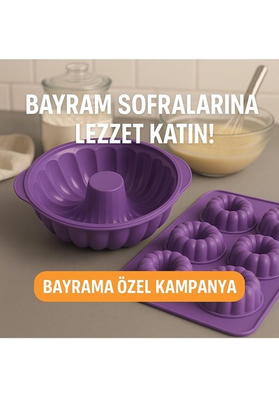 Tr Ckm Silikon Silikon Yuvarlak Kek Kalıbı Ve Figürlü 6lı Tepsi Muffin Kalıp Mor Kek Kalıbı Mor Genel