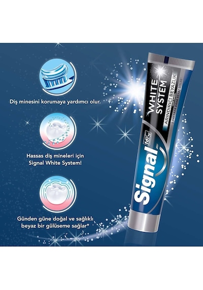 Signal White System Beyazlık Aktif Karbon Diş Macunu 4 x 75 ML