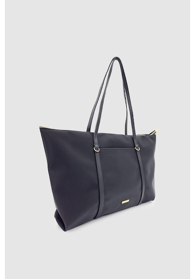 Wuclo Velie Paraşüt Kumaş Şeritli Shopper Çanta Siyah