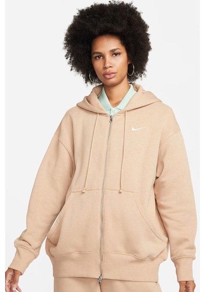 Nike Sportswear Phoenix Fleece Oversized Hoodie Full Zip Bol Kesim Kapüşonlu Kadın Sweatshirt Bej Bej