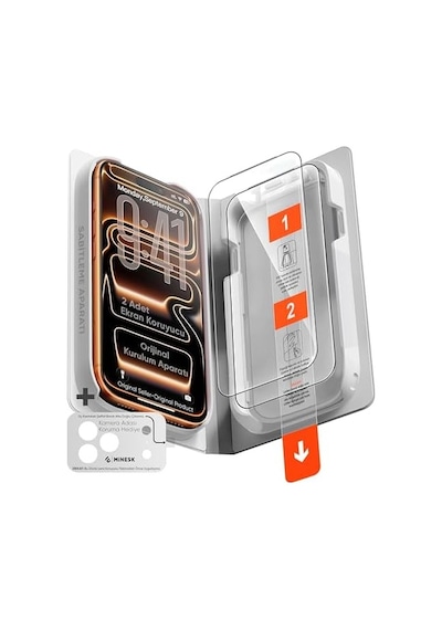 iPhone Uyumlu 17 Pro Max İçin Ultra Easy Super Glass 2 Adet İnce Çerçeve Temperli Cam Ekran Koruyucu Yeni Nesil Akıllı Hizalama Kutusu İle Kolay Uygulama 17 Pro Max