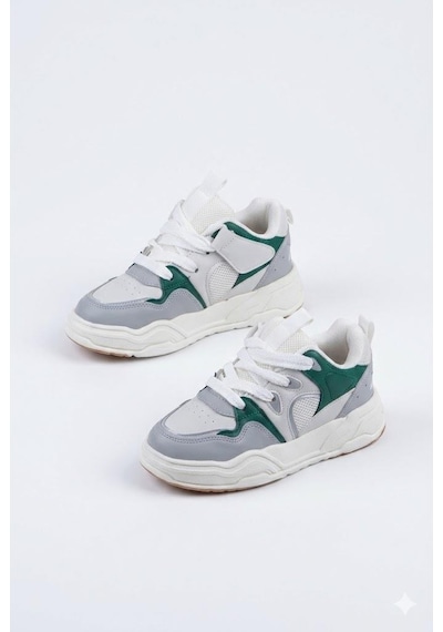 Fort Jacop Cool Anatomik Rahat Hafif Sneaker Kız Çocuk Ayakkabı Beyaz - Yeşil