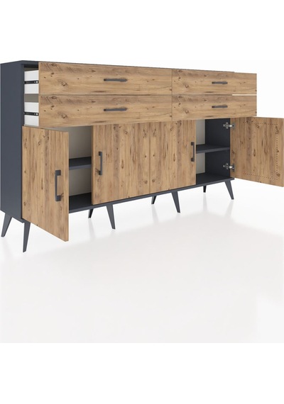 Arges Konsol 2 Raflı 4 Çekmeceli 8 Kapaklı 176x30x99 Antrasit-çam Antrasit-çam Arges Konsol 2 Raflı 4 Çekmeceli 8 Kapaklı 176x30x99 Antrasit-çam Antrasit-çam