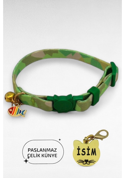 Caramelos Güvenlik Kilitli Kedi Tasması, Isimli Kedi Tasması, Kedi Isimlik, Kedi Künyesi, Safety Click Ay