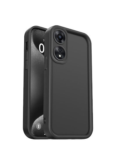 Fibaks Oppo A38 Uyumlu Kılıf Kamera Korumalı Yumuşak Dokulu Darbe Emici Siyah Silikon Kapak