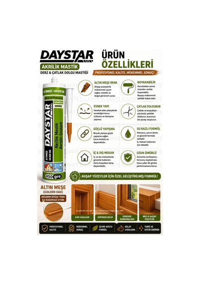 Altın Meşe Akrilik Mastik 450 Gr Boyanabilir Derz Ve Çatlak Dolgu Mastiği Ahşap Uyumlu Golden Oak Es Çok Renkli Altın Meşe Akrilik Mastik 450 Gr Boyanabilir Derz Ve Çatlak Dolgu Mastiği Ahşap Uyumlu Golden Oak Es Çok Renkli