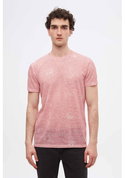 D's Damat Twn Slim Fit Kırmızı Çizgi Baskılı T-shirt 2ec1438360200 Kırmızı
