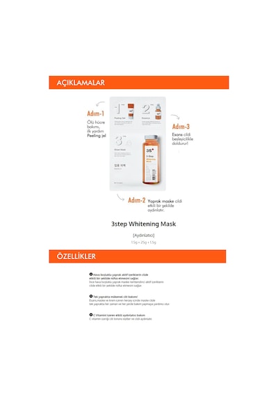 Missha 3 Aşamalı Aydınlatıcı Maske  15 G 3 Step Whitening Mask