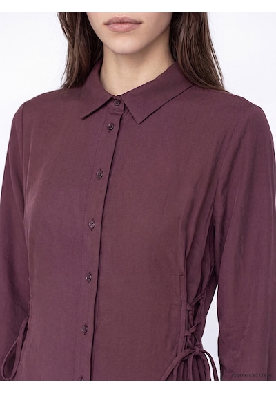 Lcw Modest Bordo Bağlama Detaylı Modal Karışımlı Gömlek Elbise