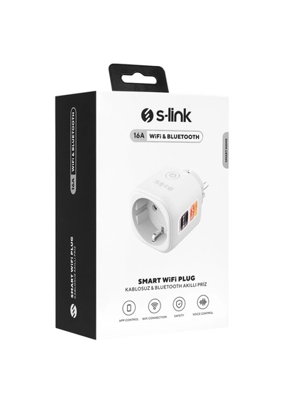S-lınk Sl-14, 1 Soket, Akım Korumalı Priz, 16a, Wifi 2.4ghz, Bluetooth, Tuya Yazılım Destekli, İnter Standart