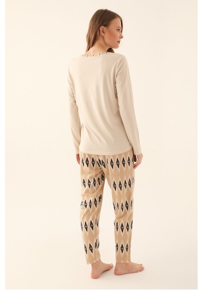 Pierre Cardin 8716 Kadın Pijama Takımı Bej V1 Bej