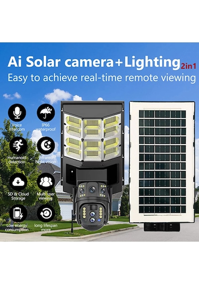 Avenir Av-sl400w 4mp 3.6mm Çift Kameralı Wifi Solar Panelli Sokak Lambası