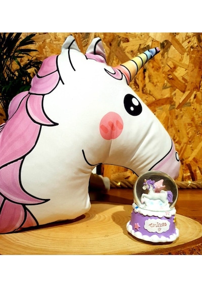 Dream Unicorn Işıklı Kar Küresi Ve 3d Unicorn Yastık Arkadaşa Hediye