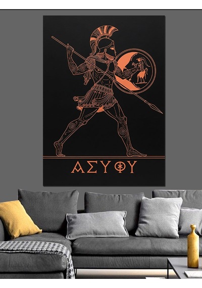 Ahşap Tablo Siyah Beyaz Antik Mistik Heykel