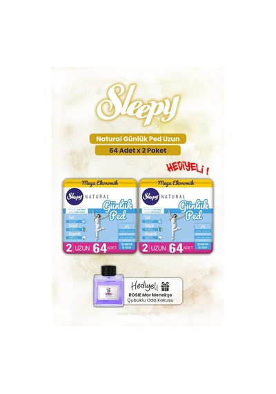 Sleepy Natural 64'lü Günlük Ped Uzun X 2 Ve Rosıe Oda Kokusu