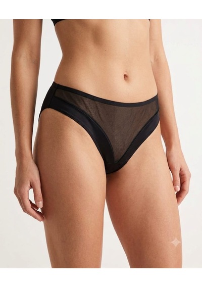 X-Lady Kadın Transparan Tül Detaylı Slip Külot Siyah