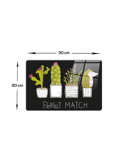 Decorita Cam Kesme Tahtası | Perfect Match-Siyah Fon|20cm x 30cm
