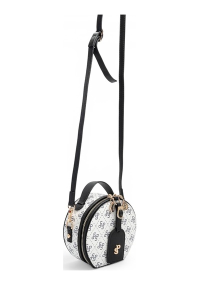 Silver & Polo Silver Polo Beyaz - Siyah Monogram Kadın Çapraz Çanta Sp1163
