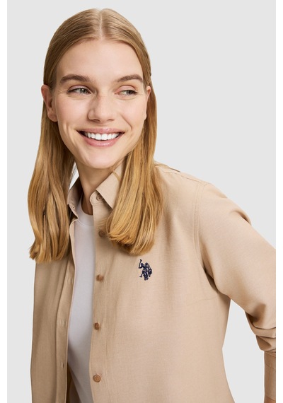 U.S. Polo Assn. Kadın Camel Uzun Kollu Basic Gömlek 50324791-vr015