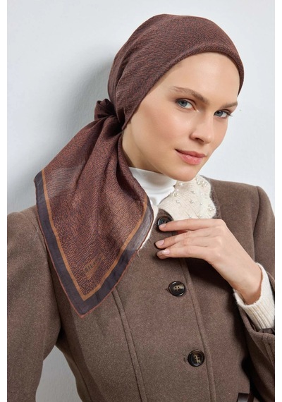 Silk Home Labirent Desen Lyocell Monare Eşarp - 6424 Tarçın