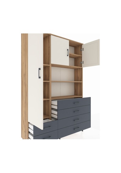 Arges Dolap 8 Raflı 6 Çekmeceli 3 Kapaklı 132x30x195 Çam-aytaşı/antrasit Aytası/antrasıt Arges Dolap 8 Raflı 6 Çekmeceli 3 Kapaklı 132x30x195 Çam-aytaşı/antrasit Aytası/antrasıt
