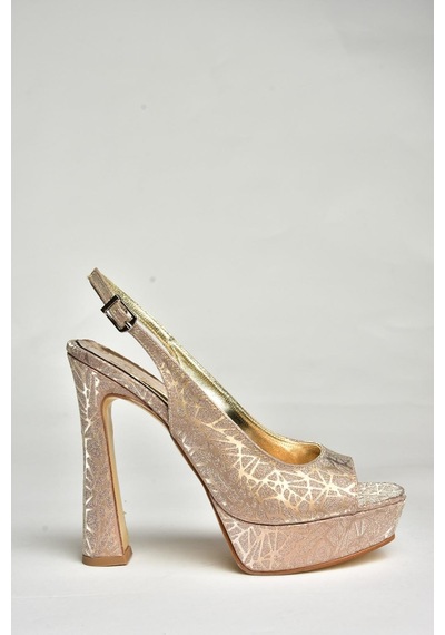 Fox Shoes U246483014 Bronz Sim Kalın Topuklu Kadın Abiye Ayakkabı Bronz