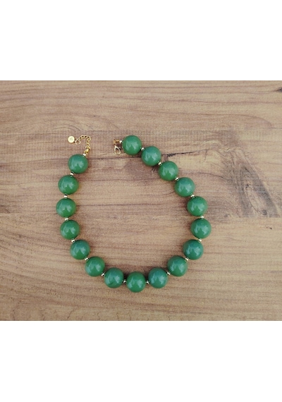 Manolya Büyük Akrilik Boncuk Choker Kolye 5 Renk Haki Yeşil