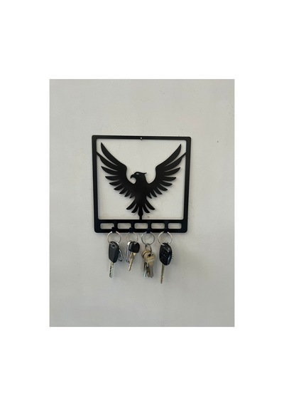 Kartal Figürlü 4 Askılı Mat Siyah Metal Anahtarlık Askılığı Güçlü Dekoratif Duvar Aksesuarı Diğer