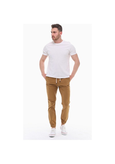 Cedy Denim Erkek Lastikli Mevsimlik Gabardin Jogger Bağcıklı Pantolon C314 Camel