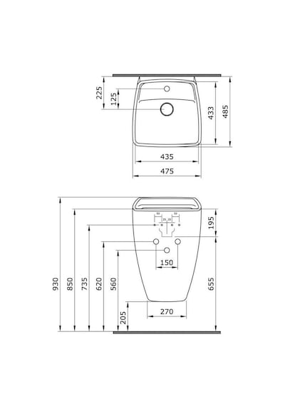 Bocchi Firenze Asma Monoblok Lavabo. 48 CM. Mat Gri 1082-006-0126