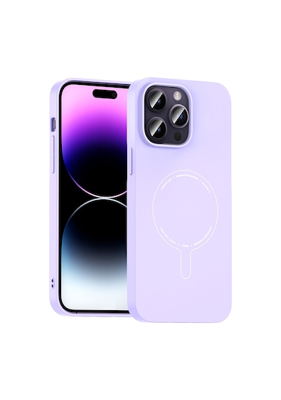 Maks Technology iPhone Uyumlu 14 Pro Max Kılıf M-safe Şarj Özellikli Kamera Korumalı Mkst Elio Sert Pc Kapak - Lila