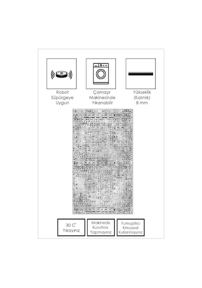 West Home Dijital Baskı Yıkanabilir Kaymaz Taban Mutfak Halısı Salon Halısı Ve Yolluk Wh 548 Grey