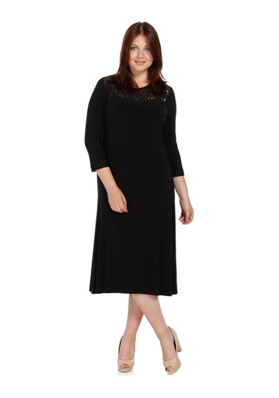Nidya Moda Büyük Beden Kombinlielbise-4078Ds Siyah