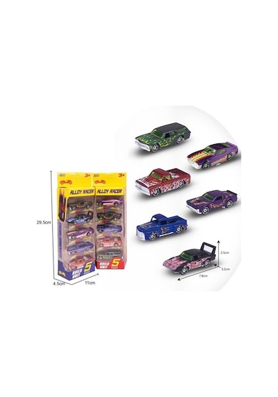 Alloy Racer Metal Arabalar Kutulu 5li Çok Renkli