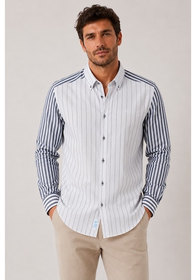 Slim Fit Uzun Kol Keten Likra Çift Desen Cepsiz Hediye Kutulu Erkek Gömlek Fs-004577 - Lacivert-3318 Slim Fit Uzun Kol Keten Likra Çift Desen Cepsiz Hediye Kutulu Erkek Gömlek Fs-004577 - Lacivert-3318