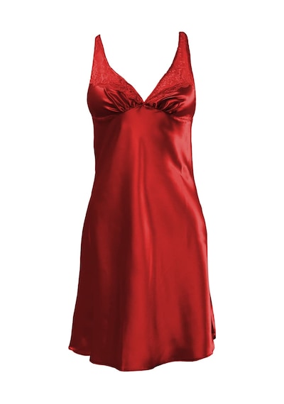Pierre Cardin İp Askılı Dantelli Saten Gecelik 001 Bordo L S
