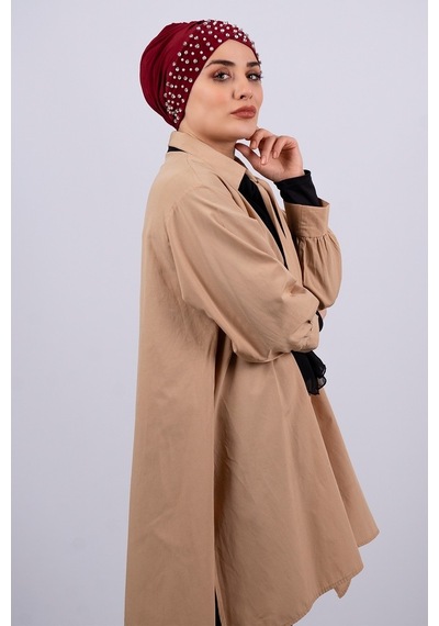 Hürrem Bone Bordo Pratik Hazır Geçmeli Tesettür Bone Sandy Kumaş Taşlı 1456_1 Bordo Hürrem Bone Bordo Pratik Hazır Geçmeli Tesettür Bone Sandy Kumaş Taşlı 1456_1 Bordo