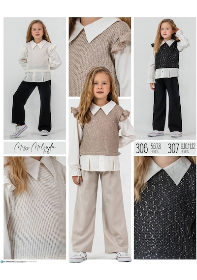 Miss Melinda Kids Pullu Süveterli Kız 3 Lü Takım 5-8 Yaş - 306510 - Pembe Pembe