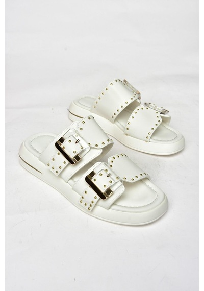 Fox Shoes S518106509 Beyaz Kadın Terlik Beyaz