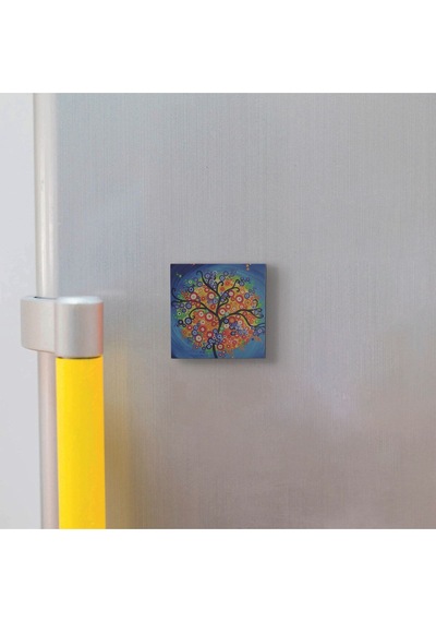 Ağaç Baskılı Taş Magnet 5x5