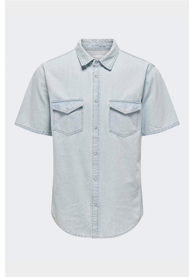Only & Sons Onsbane 9181 Gua Dnm Ss Shırt Erkek Mavi Denim Gömlek - 22029181 Mavi