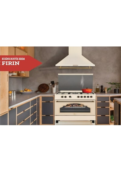GL General Desire GLF 9050RKP 110 L Kuzine Rustik Krem Piliç Çevirmeli Fırın