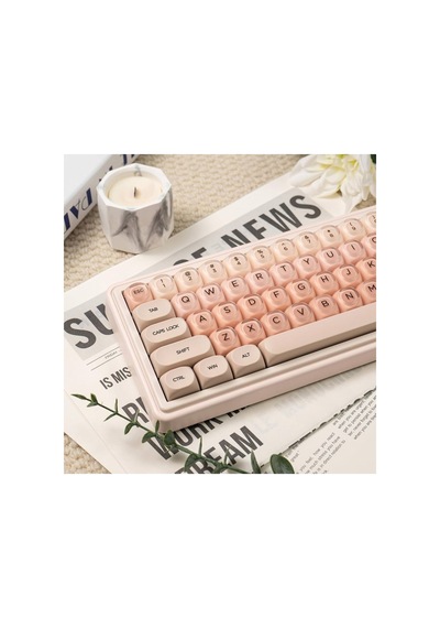 Leaven 128 Tuş Pbt Keycap Seti - Retro Yuvarlak Moa Profil Cherry Mx Uyumlu Klavye Tuşları - Bej