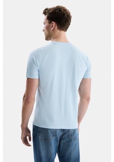 Ucla Bass Gök Mavisi Bisiklet Yaka Baskılı Standard Fit Erkek Tshirt Gök Mavisi