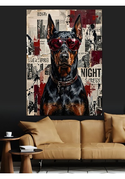 Doberman Köpek Kanvas Tablo Dekoratif Kanvas - Mdf Ahşap Tablo