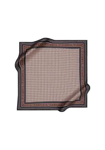 Logo Desenli Pierre Cardin Crepe Saten Eşarp Kahve Kahve
